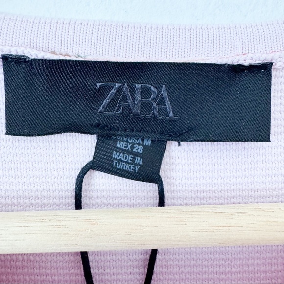 Zara Floral Pink Knit Mini Dress Size Medium - Picture 5 of 10